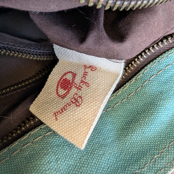 Lucky Brand Oversized Patchwork Suede Canvas Tote Vintage Adjustable Purse Bag - Picture 10 of 15